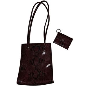 Nine West Acessories Snakeskin Printed Shoulder Purse & Keychain Wallet Bundle